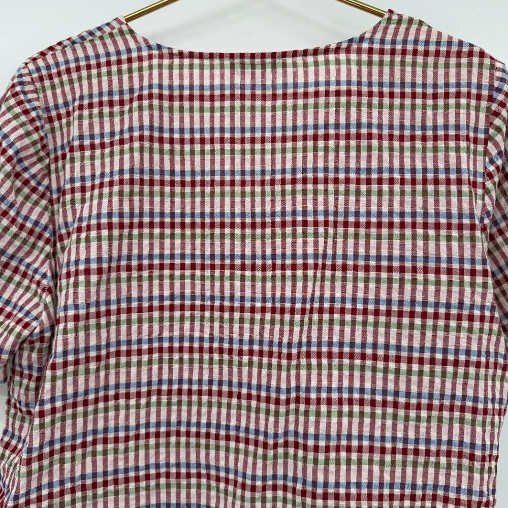 Madewell Gingham Tie-Front V-Neck Cotton Top Size L - Picture 5 of 9